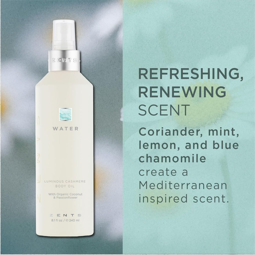 Zents Luminous Cashmere Body Oil (Water Fragrance) | Vitamin E & Organic Coconut Oil