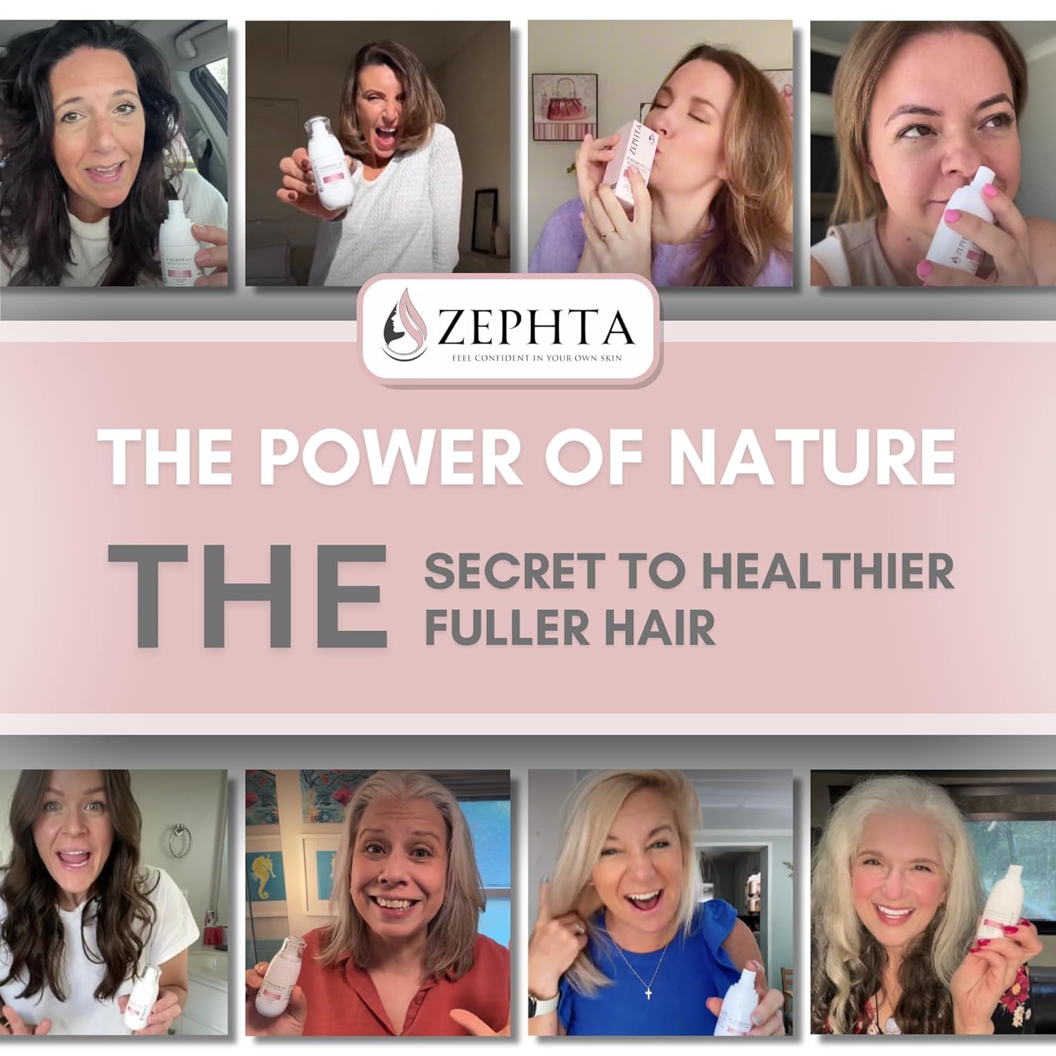 Zephta H-Regrow Hair Growth Spray – Rice Water, Biotin, Aloe Vera, Caffeine & Ginger – Unisex Hair Thinning Support