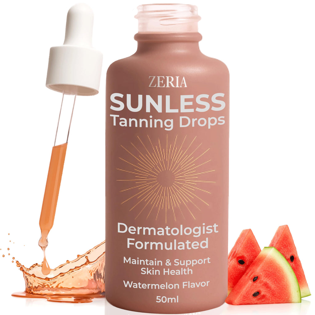 Zeria Tanning Drops to Drink – Vegan Edible Self Tanner for Face & Body (Watermelon, 50mL)