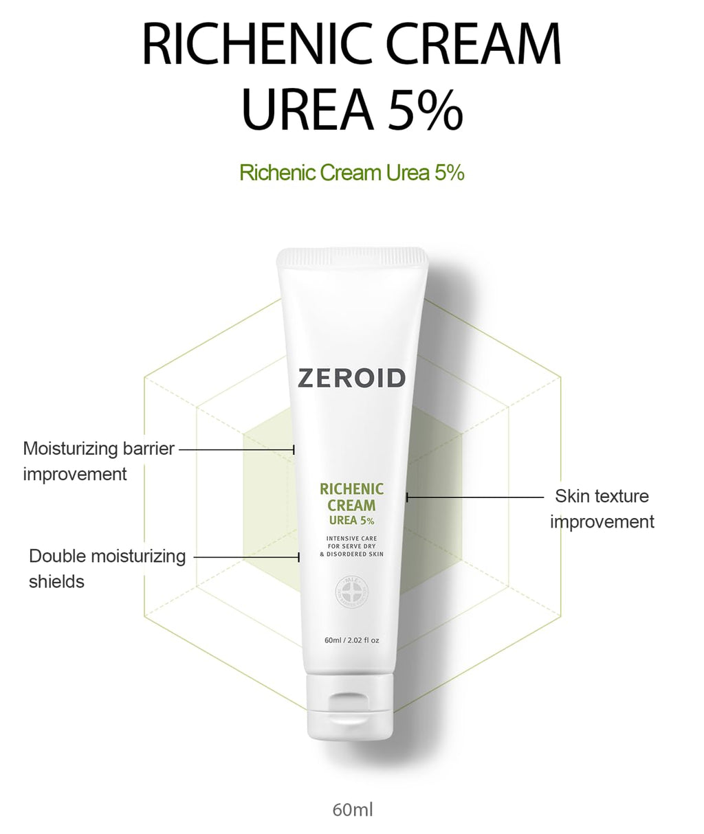 ZEROID Richenic Cream with 5% Urea – Intensive Dry Skin Care (60ml)