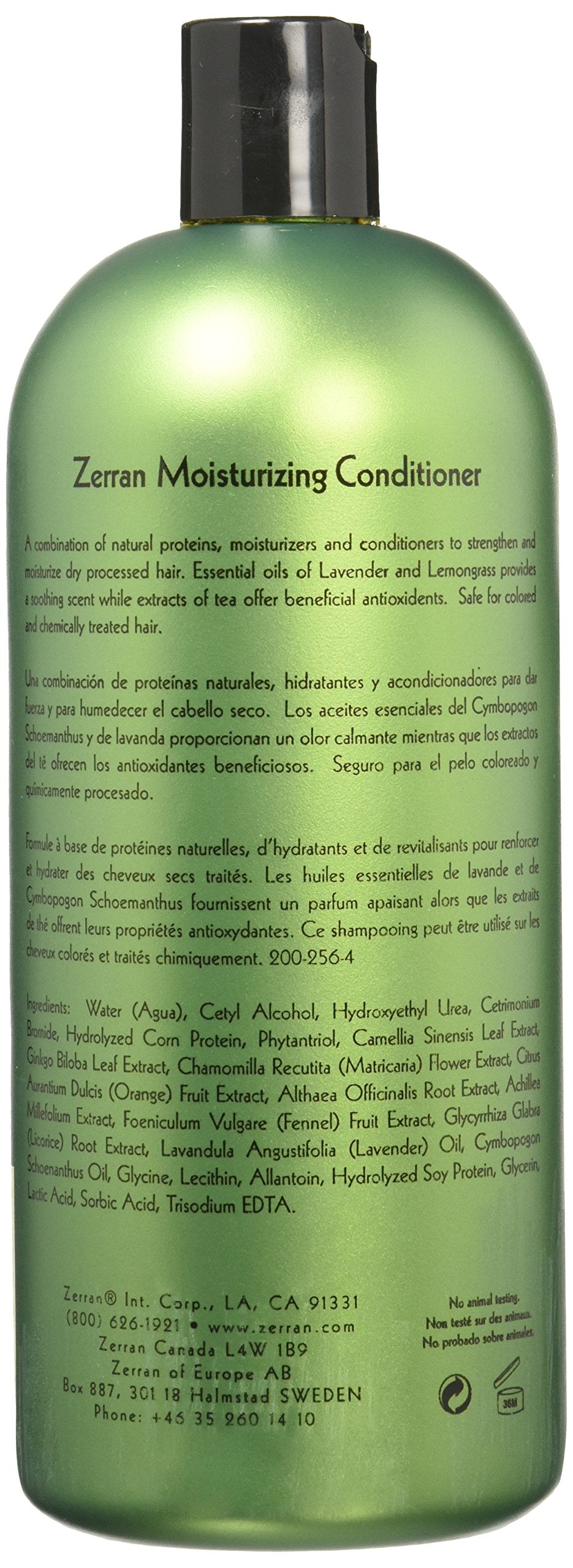Zerran Moisturizing Conditioner 32oz – Vegan, Fragrance-Free Hydration for Color-Treated Hair