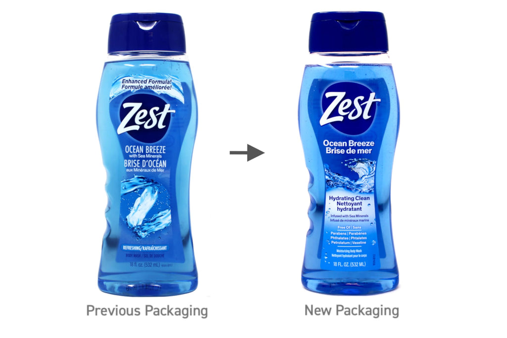 Zest Body Wash: Sea Minerals, Ocean Breeze, Hydrating Soap for All Skin Types | 6-Piece Pack