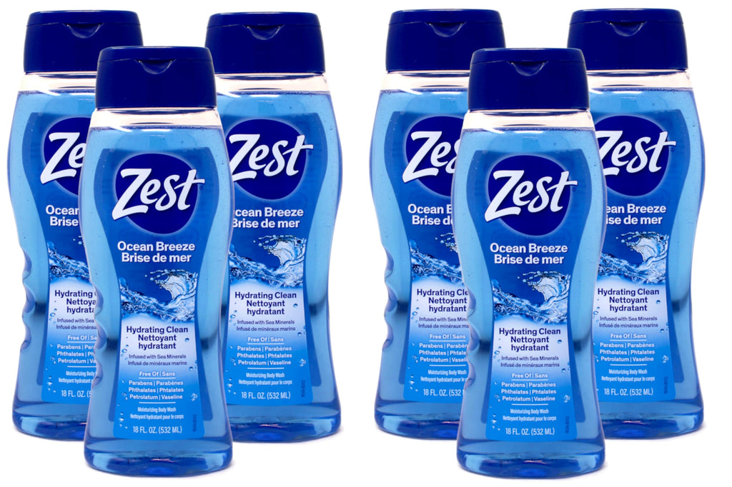 Zest Body Wash: Sea Minerals, Ocean Breeze, Hydrating Soap for All Skin Types | 6-Piece Pack