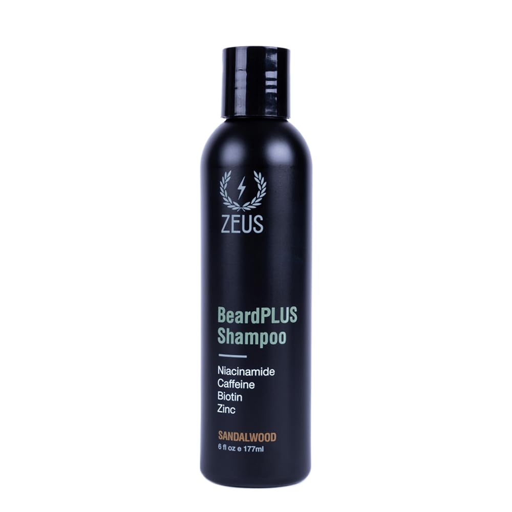 ZEUS BeardPLUS Shampoo for Men – Enhanced Beard Growth, Hydration & Strength | Made in USA (6 oz)