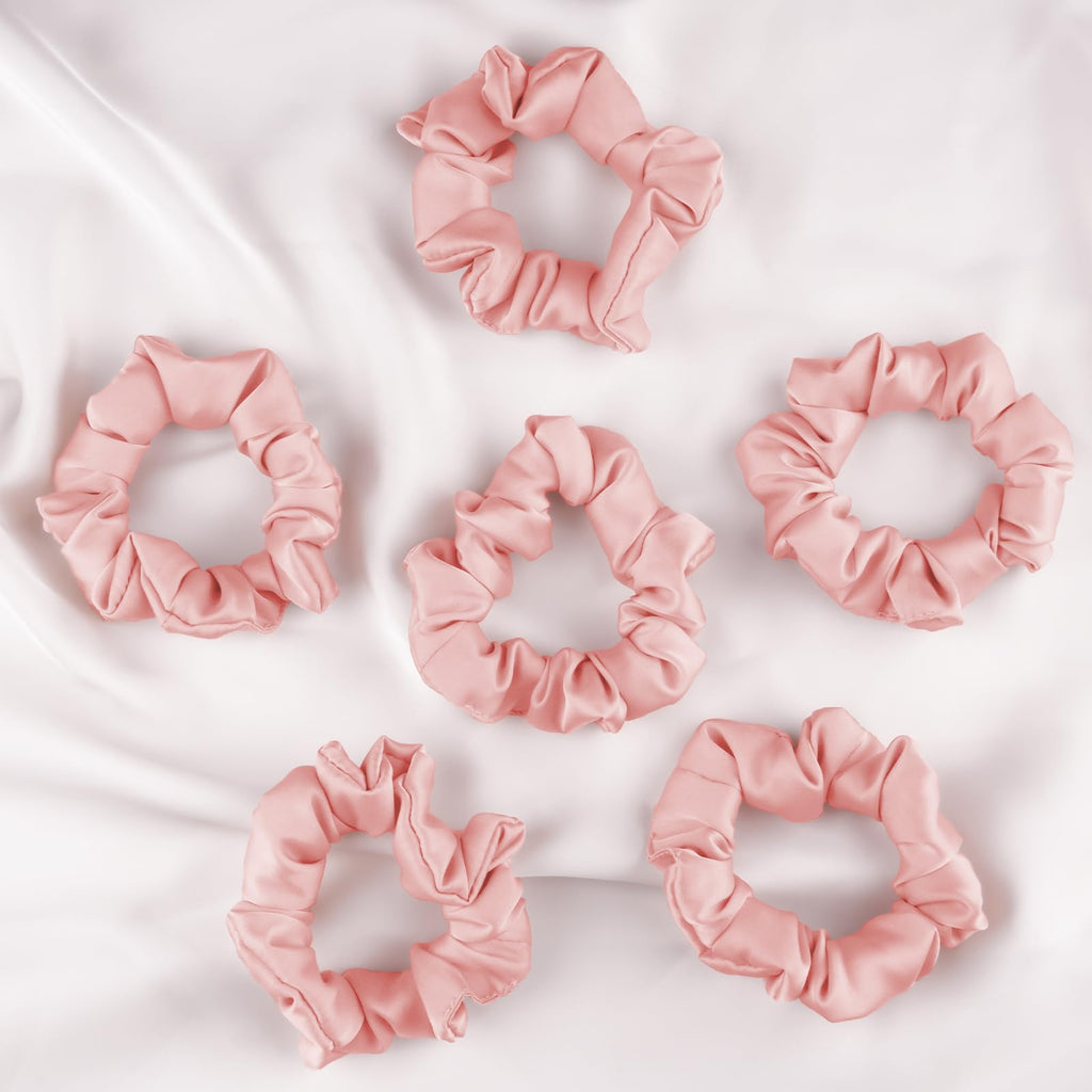 ZHENSILK 6-Pcs Silk Satin Scrunchies for Hair – Gentle, Secure Hair Ties for Women
