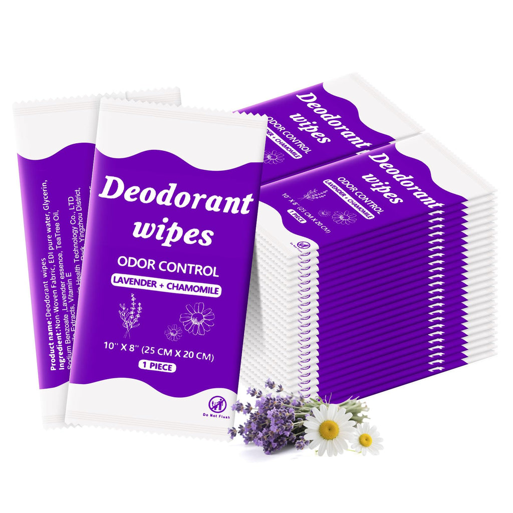 Zhjianup Travel Deodorant Wipes – 100 Pack, No-Rinse Body Wipes for Travel, Gym, Camping (Lavender Chamomile)