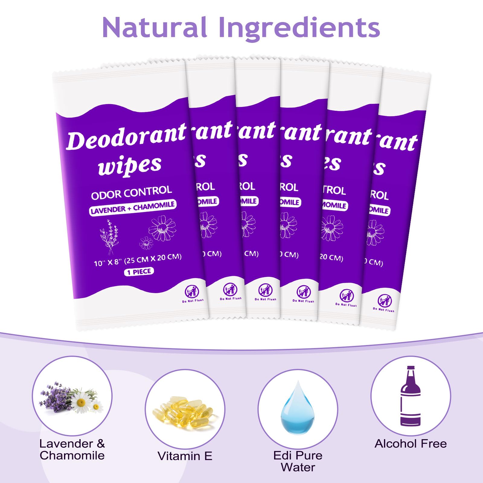 Zhjianup Travel Deodorant Wipes – 100 Pack, No-Rinse Body Wipes for Travel, Gym, Camping (Lavender Chamomile)