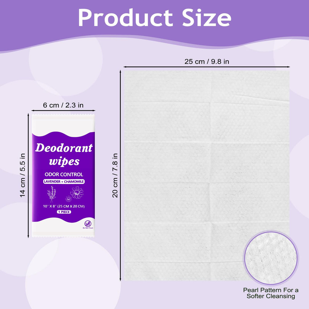 Zhjianup Travel Deodorant Wipes – 100 Pack, No-Rinse Body Wipes for Travel, Gym, Camping (Lavender Chamomile)