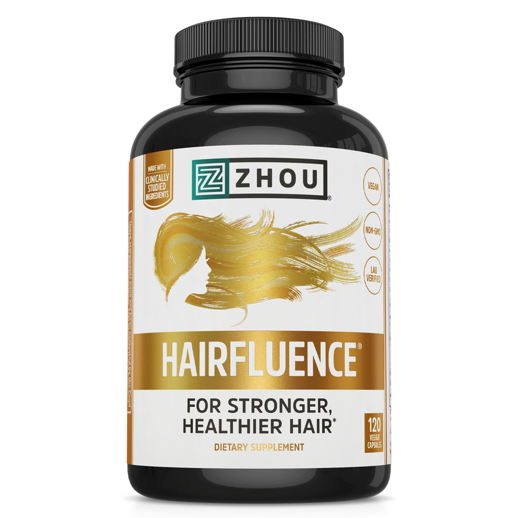 ZHOU Hairfluence – Vegan Biotin & Keranat Hair Growth Supplement for Hair, Skin & Nails | 120 Capsules