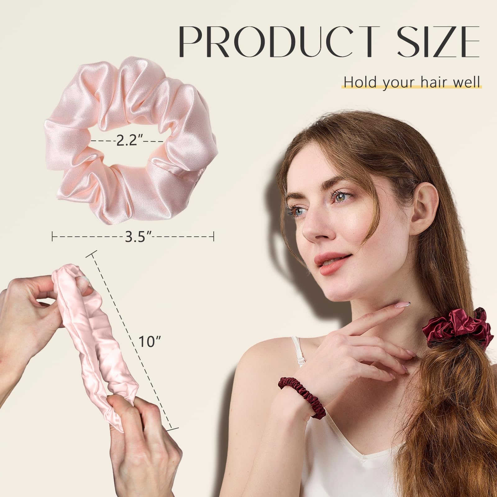ZIMASILK 100% Mulberry Silk Hair Scrunchies — 19 Momme, No-Tug, 5-Pack