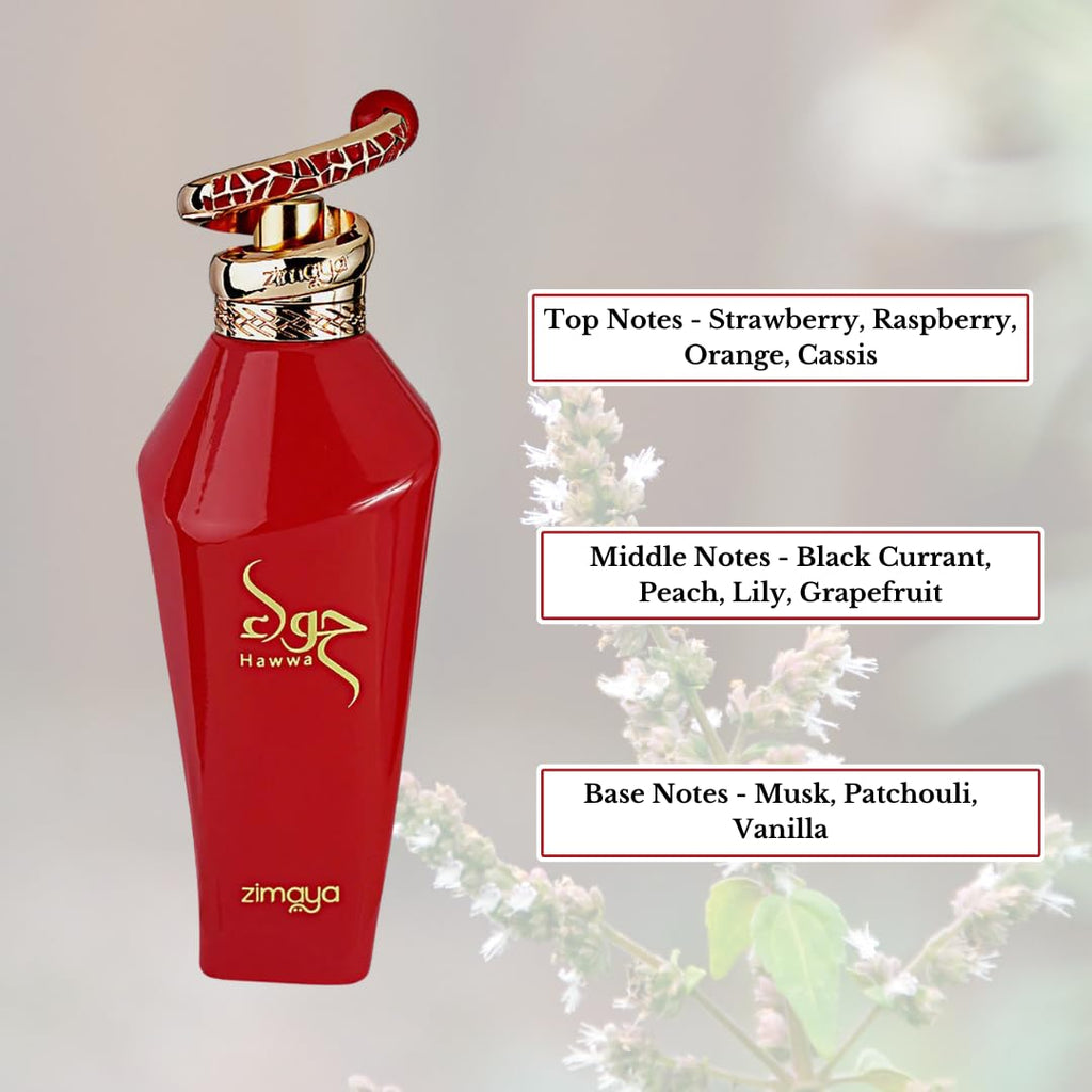 Zimaya Hawwa Red Pour Femme Eau de Parfum – 3.4 Fl Oz