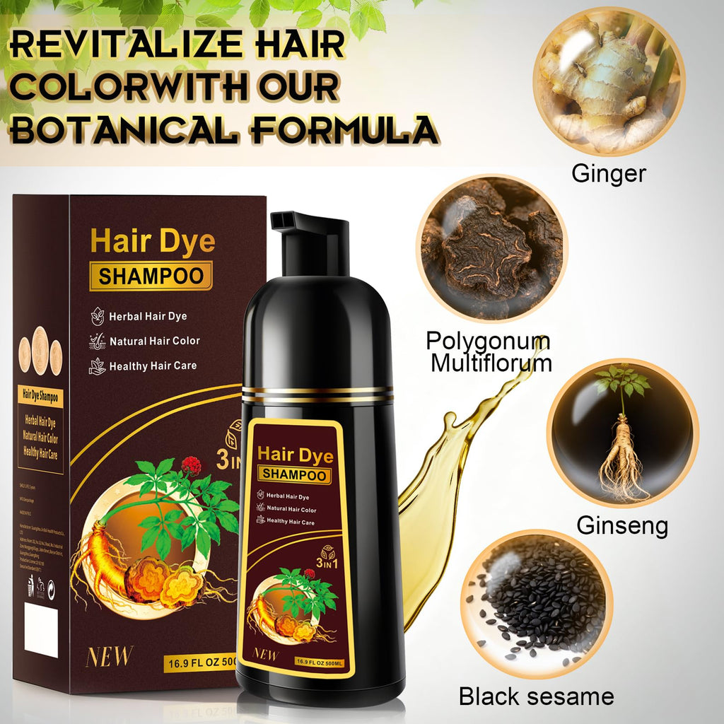 ZIXSIRP Dark Brown Hair Dye Shampoo 3-in-1 for Gray Hair – Herbal Color