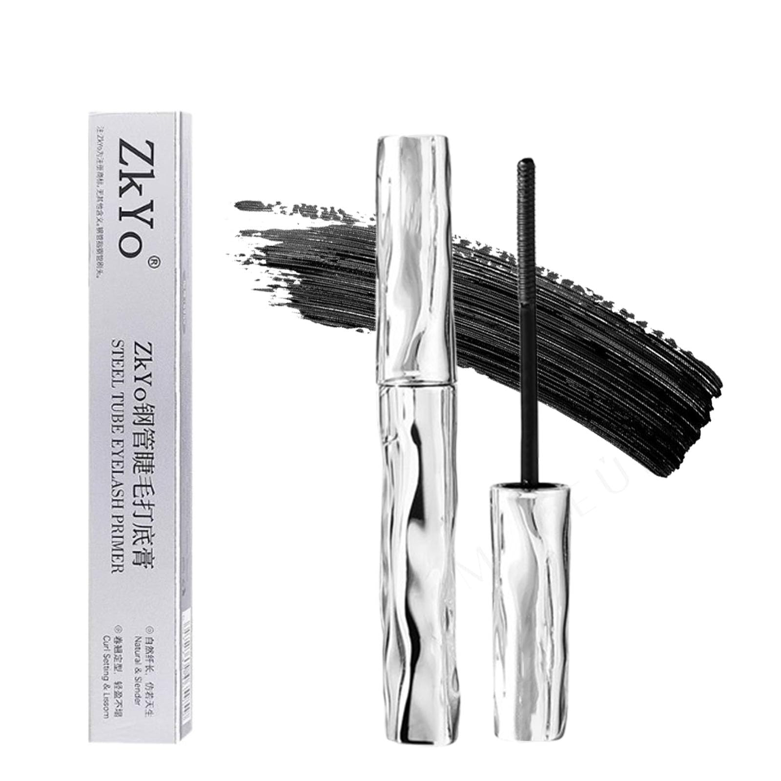 zkyo Steel Tube Eyelash Primer + Tubing Mascara — Waterproof, 3D Curl, No Flaking (0.12oz/3.5g)