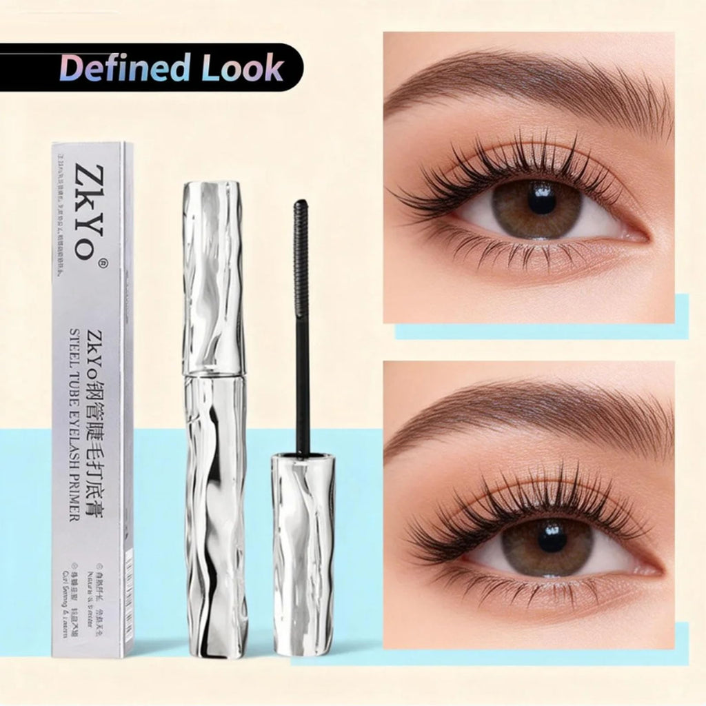 zkyo Steel Tube Eyelash Primer + Tubing Mascara — Waterproof, 3D Curl, No Flaking (0.12oz/3.5g)