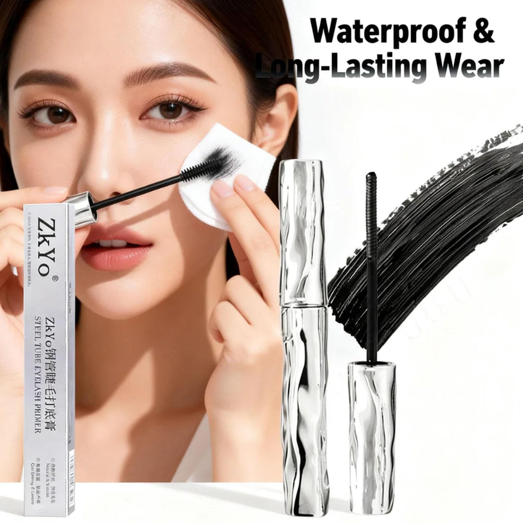 zkyo Steel Tube Eyelash Primer + Tubing Mascara — Waterproof, 3D Curl, No Flaking (0.12oz/3.5g)