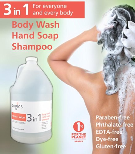 Zogics 3-in-1 Body Wash – Body Soap, Shampoo & Hand Soap Refill (1 Gallon)