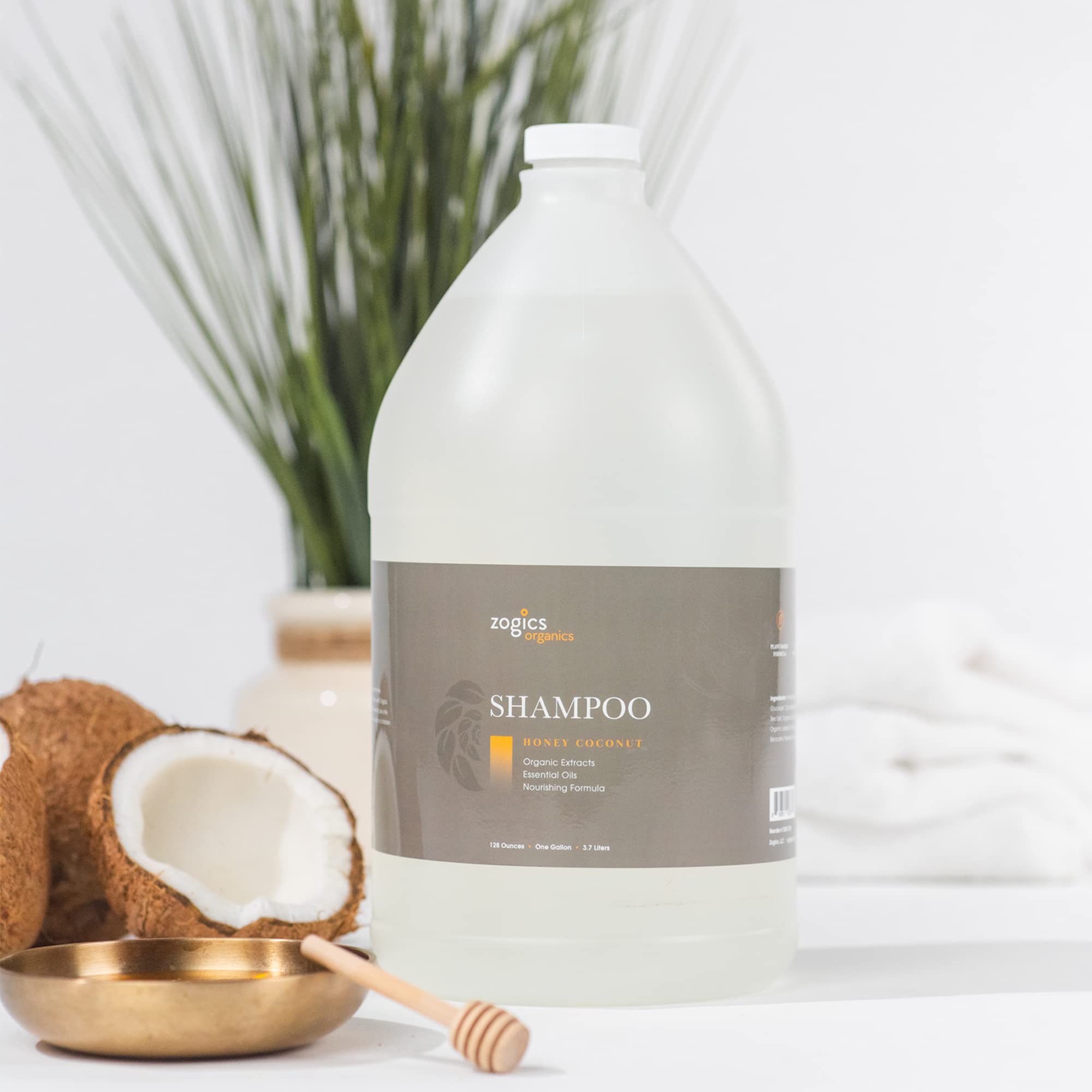 Zogics Organics Shampoo – Hydrating Natural Shampoo for Women & Men (Honey Coconut, 1 Gallon)