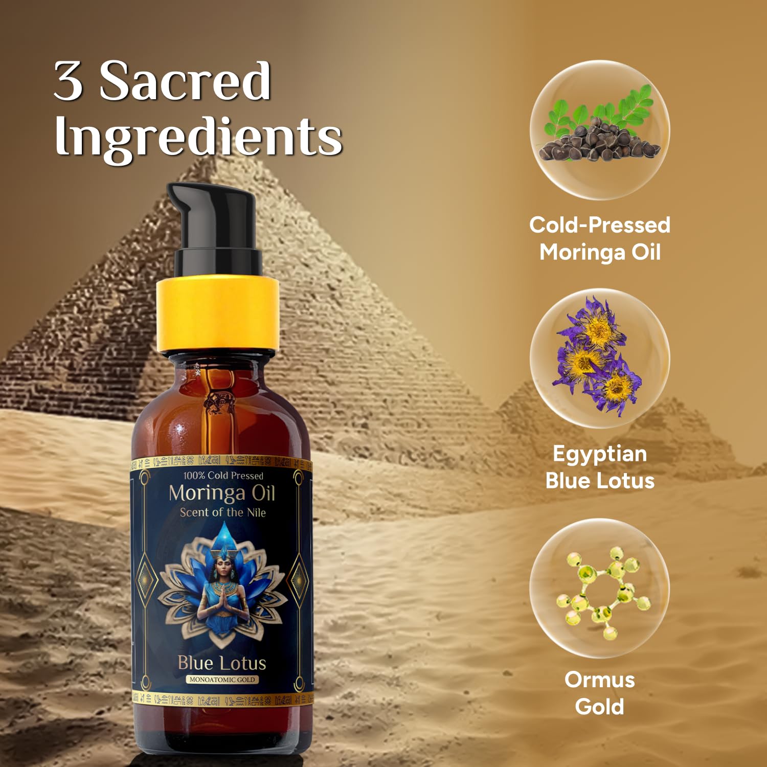 ZP.TECH Pure Organic Moringa Oil with Blue Lotus – Deep Hydration & Anti-Aging Ritual for Skin, Hair & Nails | 1oz Cold-Pressed Moringa Seed Oil