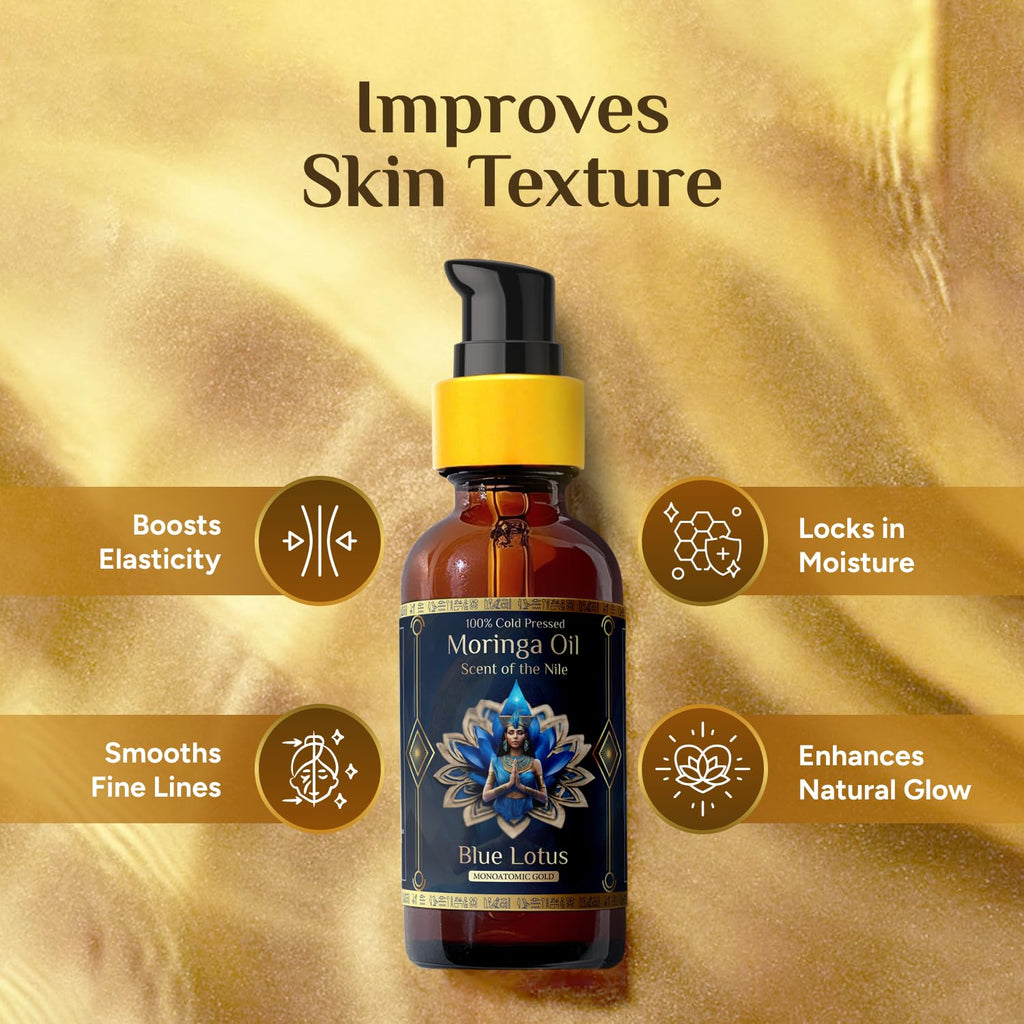 ZP.TECH Pure Organic Moringa Oil with Blue Lotus – Deep Hydration & Anti-Aging Ritual for Skin, Hair & Nails | 1oz Cold-Pressed Moringa Seed Oil