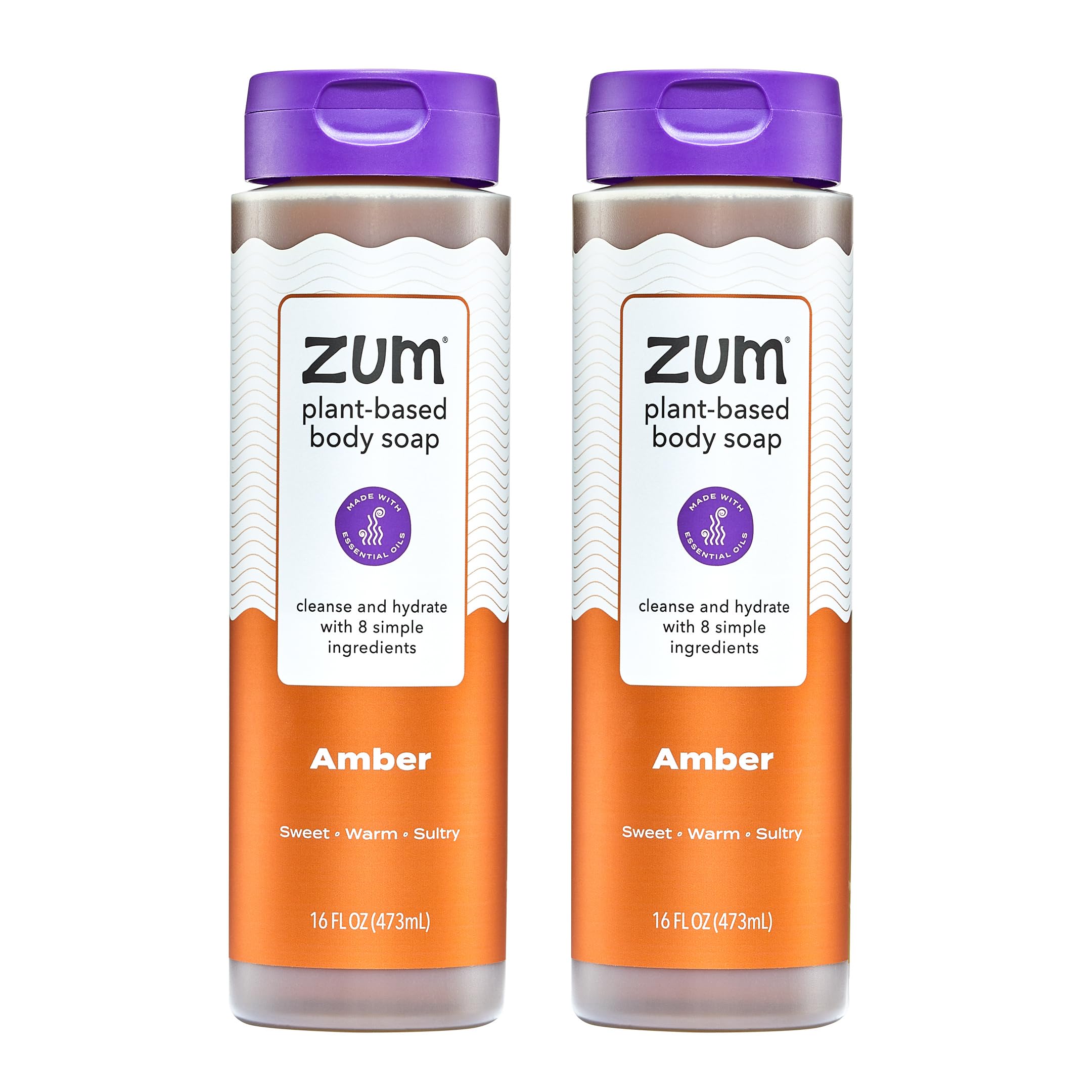 Zum Body Soap Amber – 16 fl oz (2 Pack) | Deep Clean & Plant-Based Nourishment