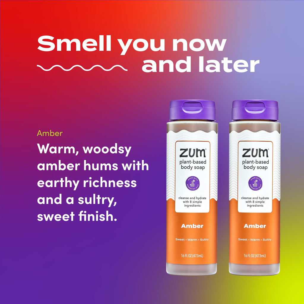 Zum Body Soap Amber – 16 fl oz (2 Pack) | Deep Clean & Plant-Based Nourishment