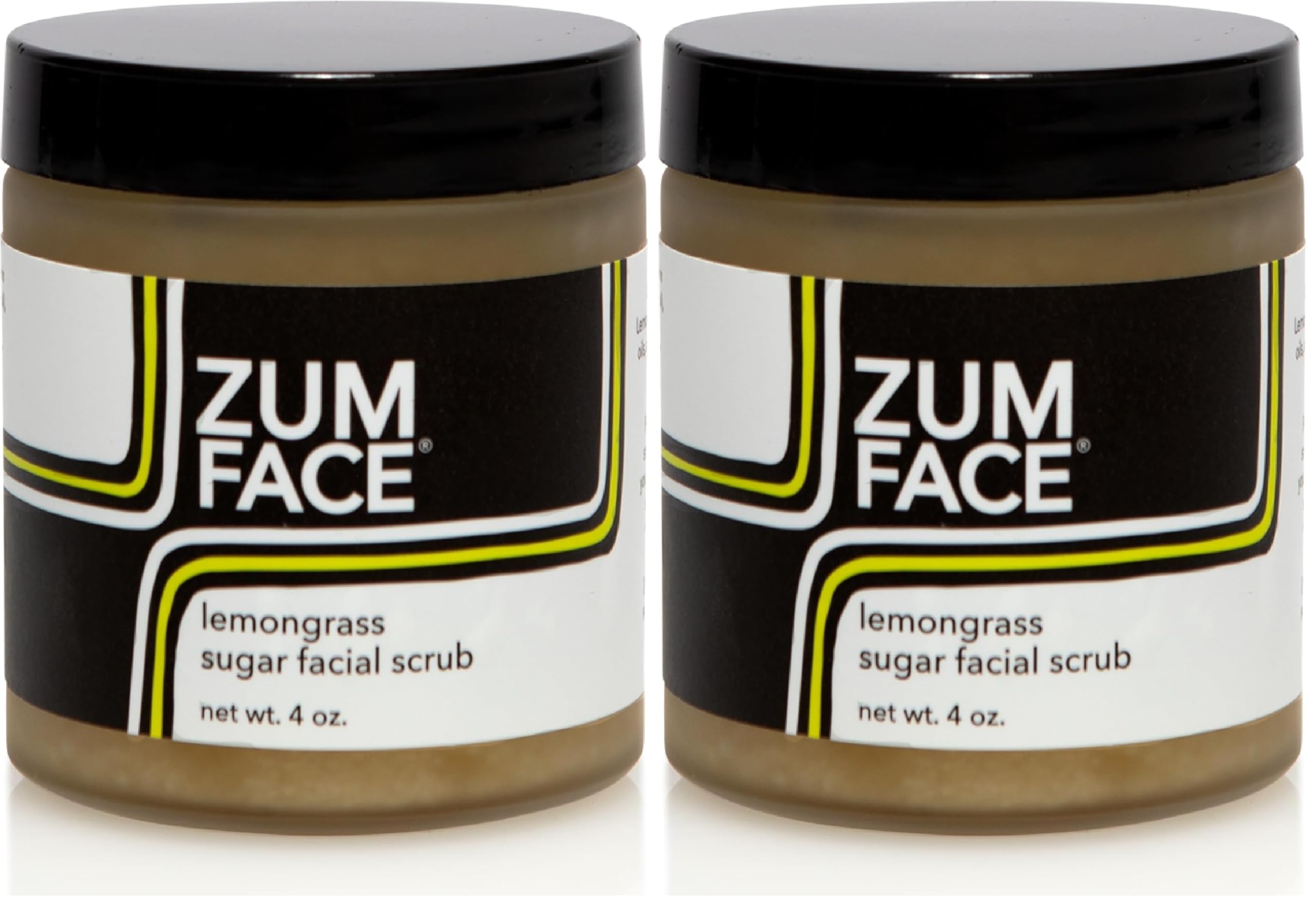 Zum Face Sugar Scrub – Natural Exfoliator with Jojoba, Coconut & Olive Oils – Lemongrass – Pack of 2