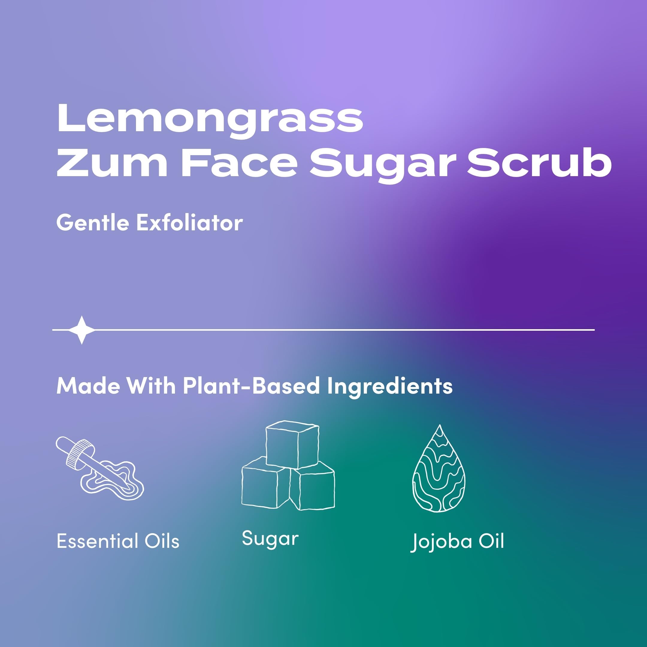 Zum Face Sugar Scrub – Natural Exfoliator with Jojoba, Coconut & Olive Oils – Lemongrass – Pack of 2
