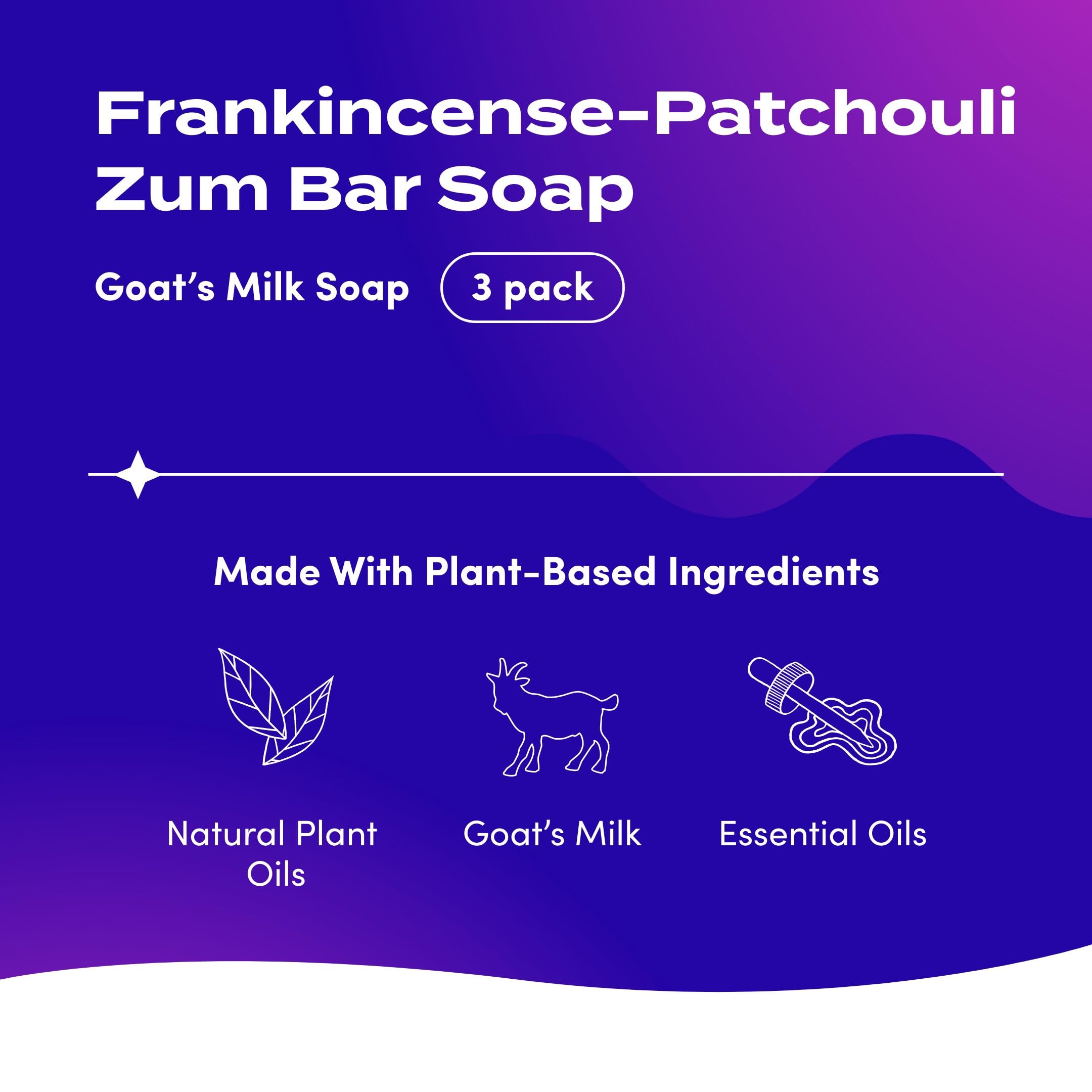 Zum Indigo Wild Goat Milk Soap Bar – 3 oz Hand & Body Soap with Essential Oils – 3 Pack