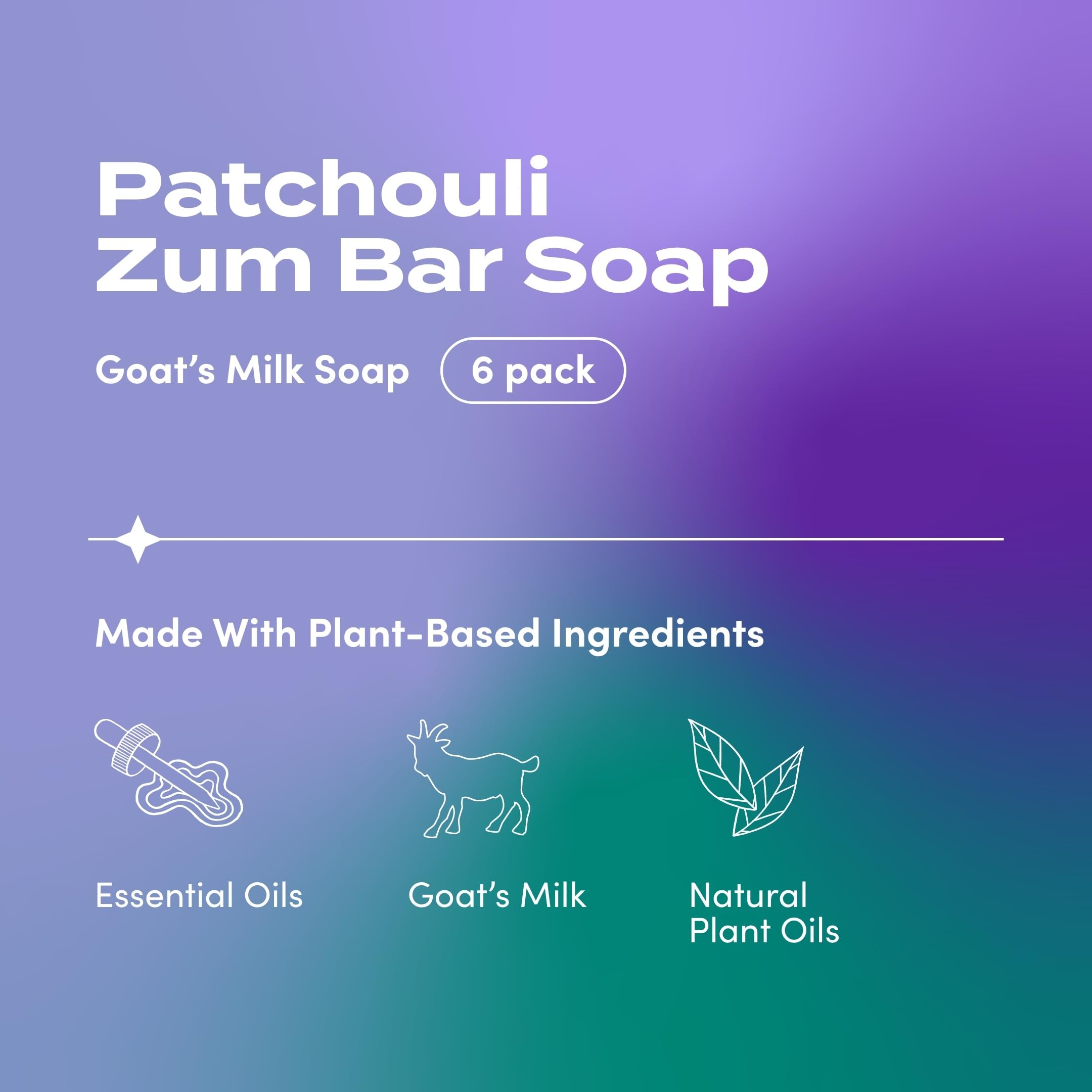 Zum Indigo Wild Goat's Milk Soap Bar – Patchouli Scent, 3 oz, Pack of 6