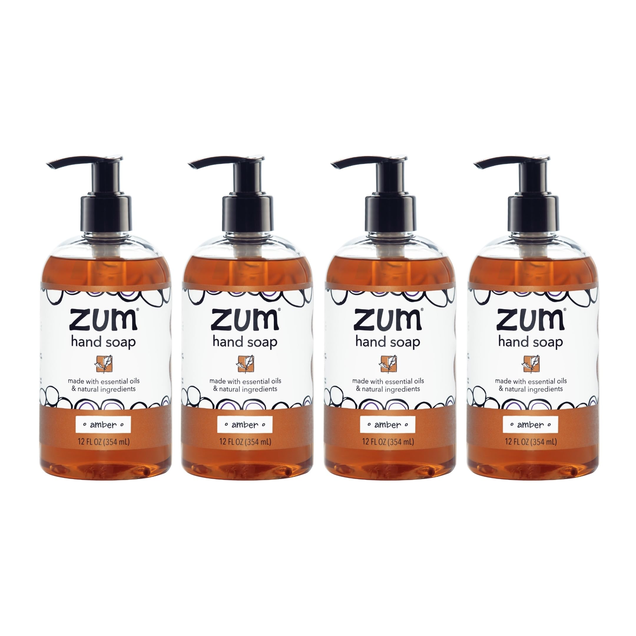 Zum Indigo Wild Hand Soap – Amber Scent, 12 oz, 4-Pack