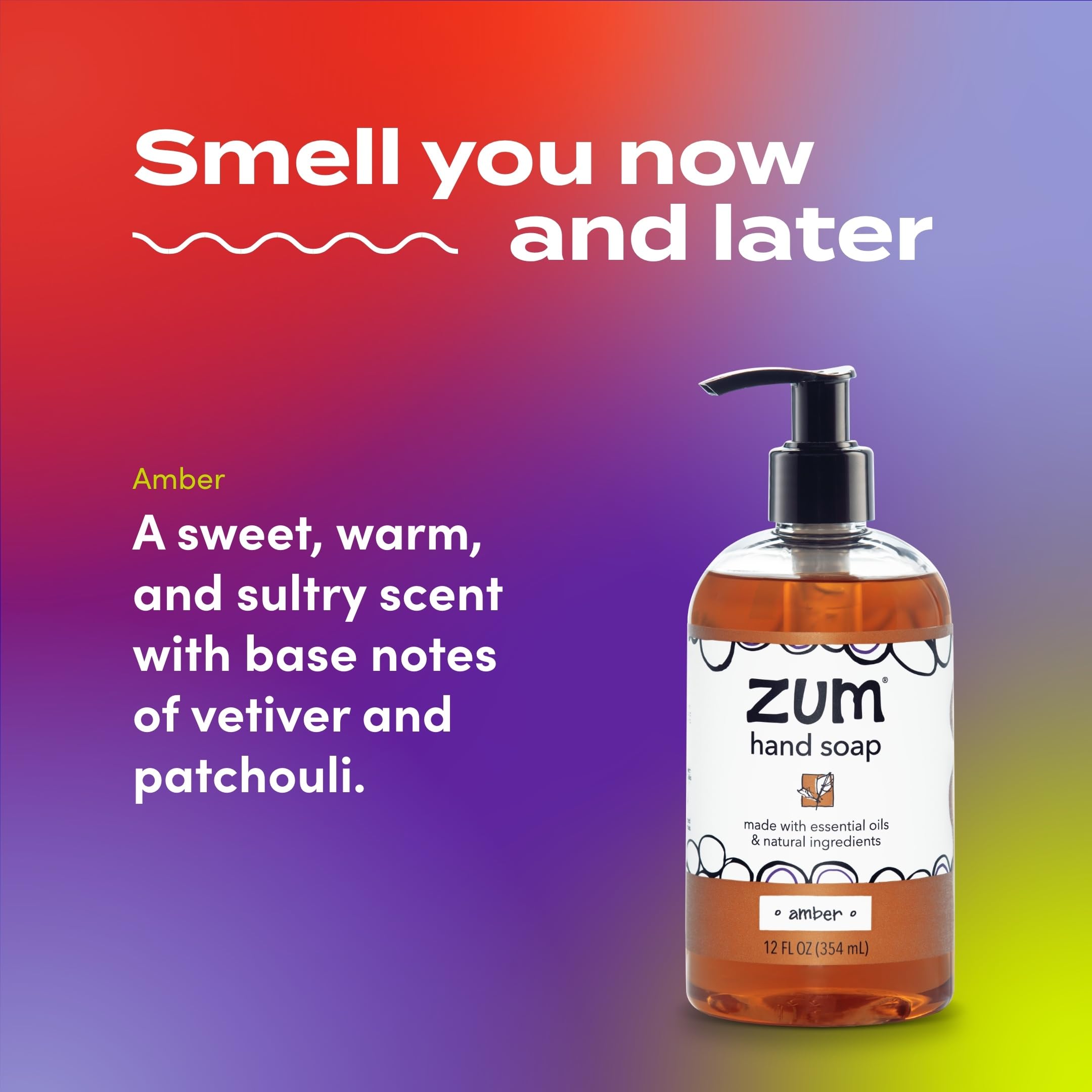 Zum Indigo Wild Hand Soap – Amber Scent, 12 oz, 4-Pack