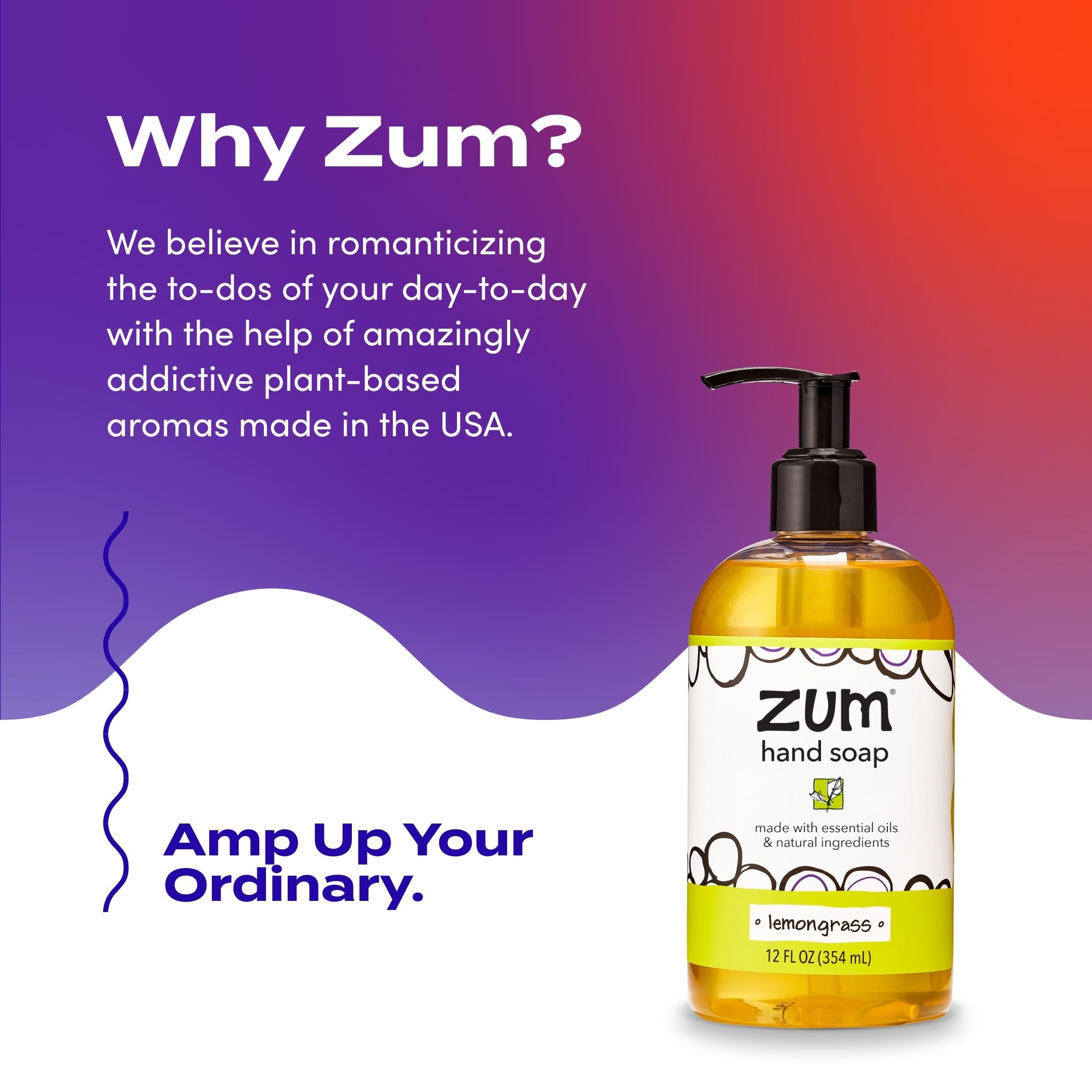 Zum Indigo Wild Hand Soap – Lemongrass Scent, 12 oz (4 Pack)