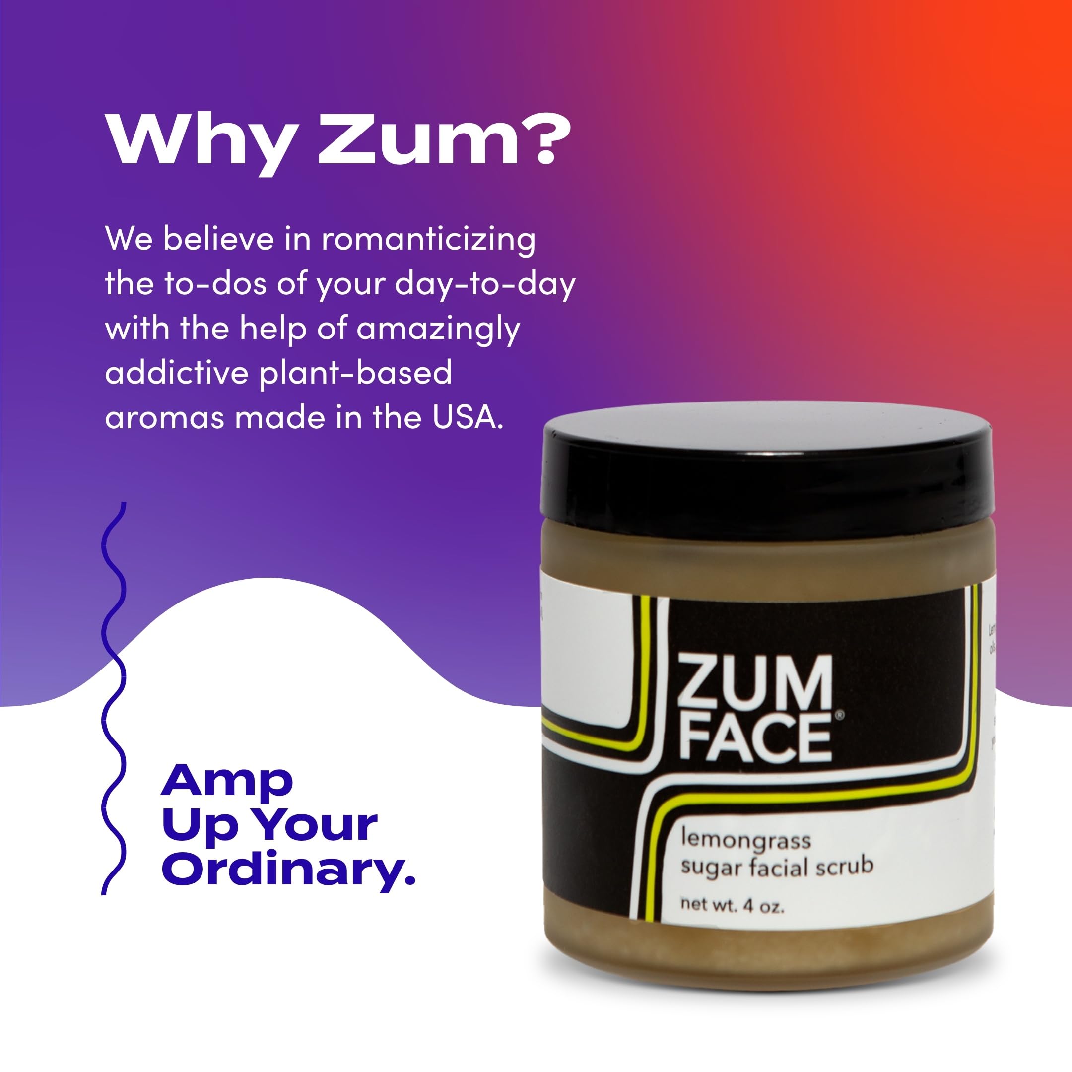 Zum Face Sugar Scrub – Natural Exfoliator with Jojoba, Coconut & Olive Oils – Lemongrass – Pack of 2