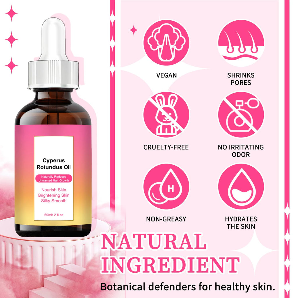 ZYGCDZ Cyperus Rotundus Oil for Hair Removal – Organic Formula for Smoother Skin (60ml)