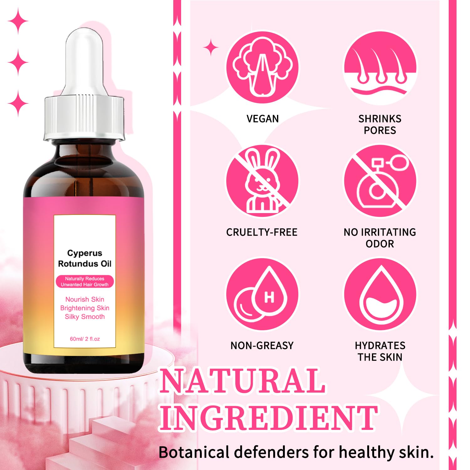 ZYGCDZ Cyperus Rotundus Oil for Hair Removal – Organic Formula for Smoother Skin (60ml)